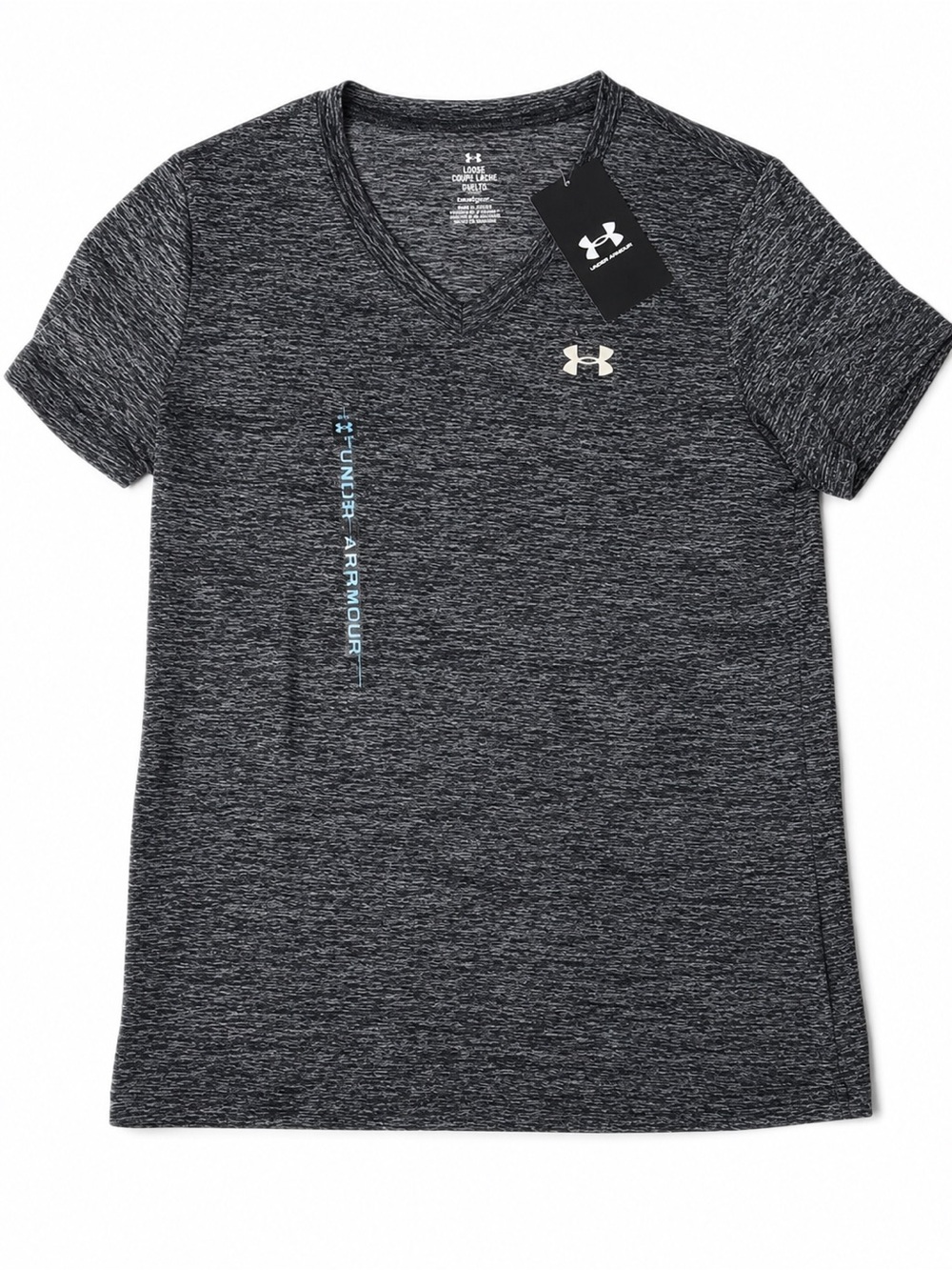 Under Armour Women's Dark Heather Gray V-Neck Performance Tee size S retail $25